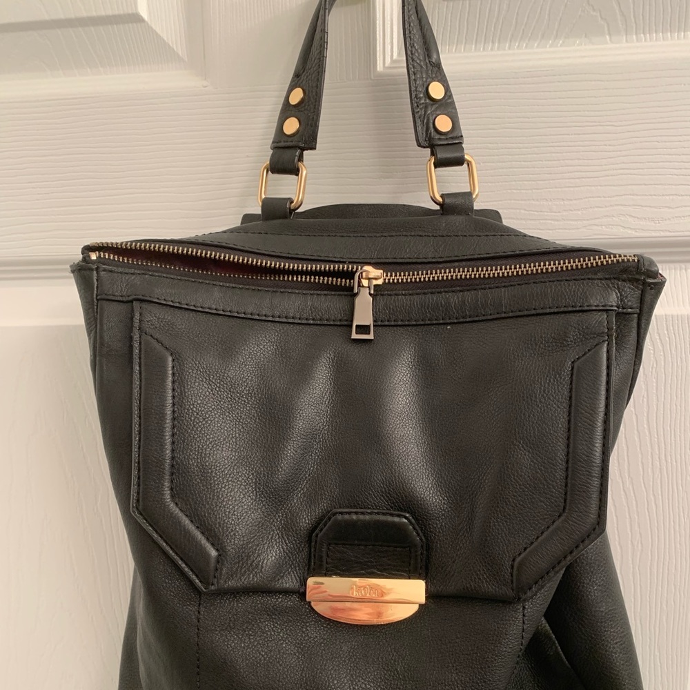 Black leather backpack